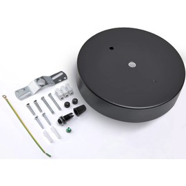 2 Pack Modern Ceiling Canopy Kit, LAIRUIS 5 1/5 Inch Steel Pendant Cover Plate with Hardware, Black