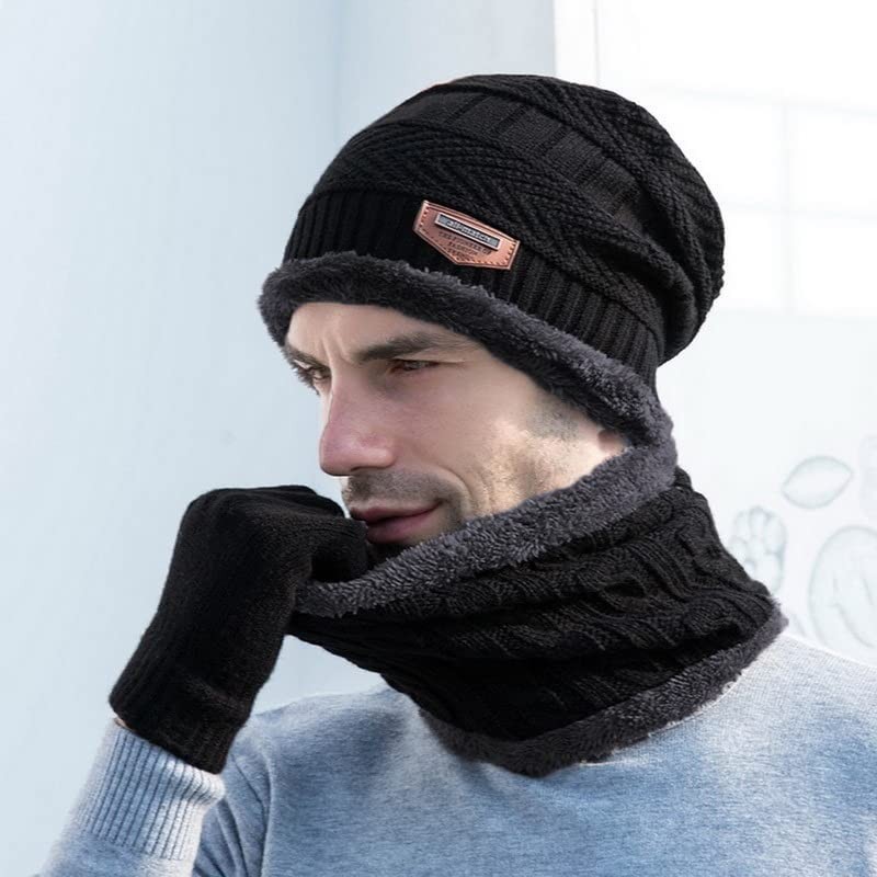 FleurUneffe Knit Hat, Neck Warmer, 2-Piece Set, Fleece Lined, Hat,