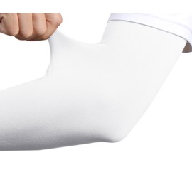 TZ Promise Women Men Sun UV Protection Arm Sleeves, Cooling Compression Arm Cover for Sports (White)
