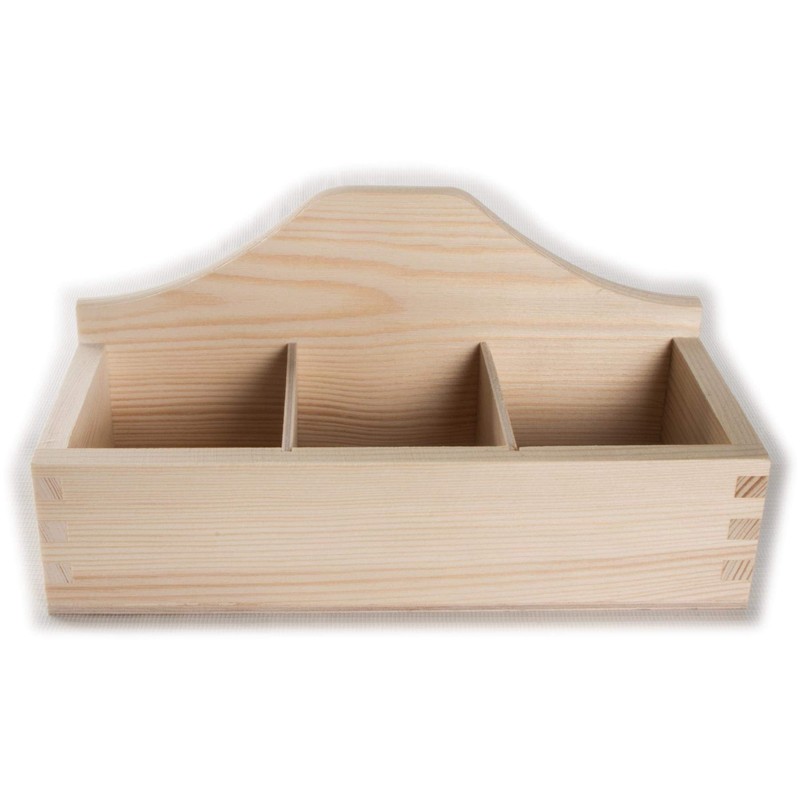Wooden Open 3 Compartments Box | Multi-purpose Storage | Tea