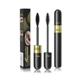 Telescopic Tubing Mascara, 2 in 1 Vibely Long-Lasting Waterproof & Smudge-Proof 4D Silk Fiber, Volume and Length Black No Flaking and No Clumping (Pack of 1)