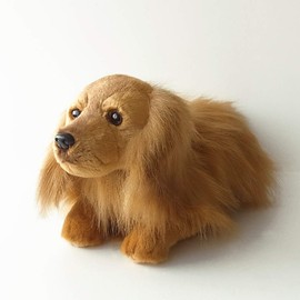 [Plush Real Dog] Ninnandokino Plush Dog Realistic Lying Down Puppy Total Length Approx. 15.7 inches (40 cm), Pet (Dachshund Long, Red)