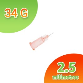Aguja Mesoterapia 34g (2.5mm) Caja 100 Pzas