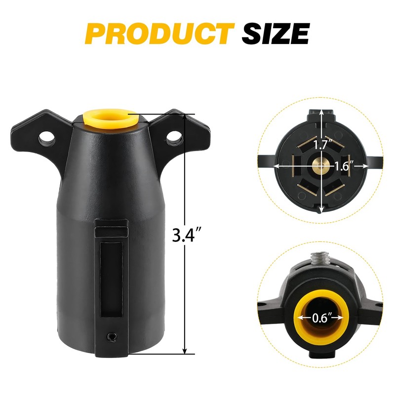 PKDOAX 7 Pin Trailer Plug 12V, Trailer Side Male End