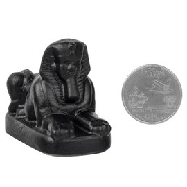 mookaitedecor Obsidian Sphinx Statue, Healing Crystal Animal Sculpture, Mini Handmade Tabletop Sculpture for Home Decor and Collectible Ornaments