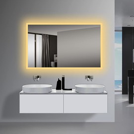 Yukon Crystal 40x24 LED Bathroom Mirror with Lights, Anti-Fog, Lighted Vanity Mirror, Wall Mounted Modern Vanity Mirror, LED Makeup Mirror, Shatterproof, Dual Color Tone (Horizontal/Vertical)