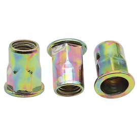 10Pcs M12 x 22mm Carbon Steel Rivet Nut Insert, Zinc Plated Finish, Flat Head Threaded Rivnut Insert Flat Head Rivet Nutsert