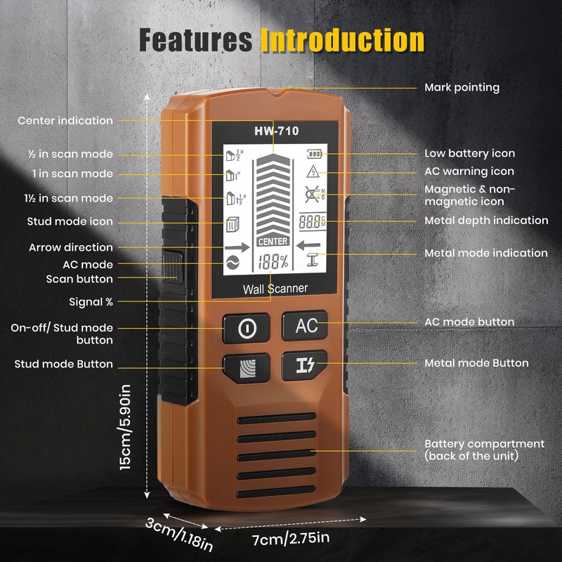 Stud Finder Wall Scanner, 7 in 1 Electronic Wall Finder
