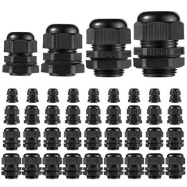 PENGLIN Cable Glands NPT Nylon Cable Connector, Strain Relief Cord Connector, IP68 Waterproof Adjustable Locknut(1/4" 1/2" 3/4" 1" Glands Combo (40Pack))