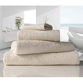 linenHall 500gsm, Combed Organic Cotton Hand Towels in Natural Unbleached