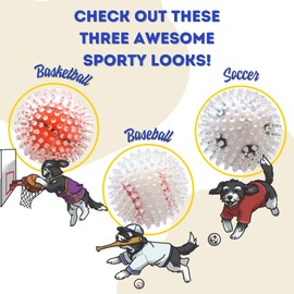 Puppy Party 3.5" Squeaky Spiky Dog Balls 3 Pack - Premium Durable Non-Toxic Rubber, Double Layered for Added Toughness, Great for Medium to Large Dogs