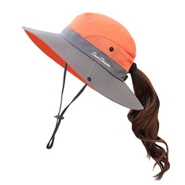 Women's Foldable Sun Hat, Summer Hat, UV Protection, Hiking Hat, Fishing Hat, Garden Hat, Waterproof, Outdoor Bush Hat with Adjustable Chin Strap, orange