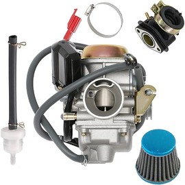 PD24J GY6 150cc Carburetor Compatible for Moped ATV Go Kart Scooter 125cc 150cc 4-Stroke 150cc Engine Kazuma Taotao Roketa SunL Baja Eagle Chinese Go Kart GY6 26mm Carb with Air Fuel Filter