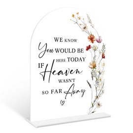 Boho Floral Wedding Memorial Sign, 6 x 8 Inch White Arch Acrylic Wedding Sign with Holder, Wedding Sign for Ceremony and Reception, Wedding Decoration, Wedding Supplies - BX12