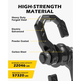 A-BOAR Separate D-Ring Shackle with Pulley Block, Towing Winch Snatch Block & 3/4" Easy Open D-Ring Shackle 2in1 Set, 57320lbs(26T) Breaking Strength, for Recovery, BlackBlack