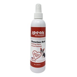 Speak Pet Products Natural Moisturizing Soothing Cherry Almond Oatmeal Daily Use Dog Refreshing Waterless Bath Spray with Coconut Oil and Colloidal Oatmeal, Perfect for Spot Cleaning, 8 Ounces