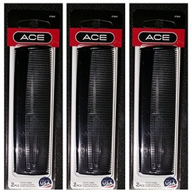Ace 5" Inch Pocket Comb Black 2 Count (Pack of 3) = 6 Combs Per Order