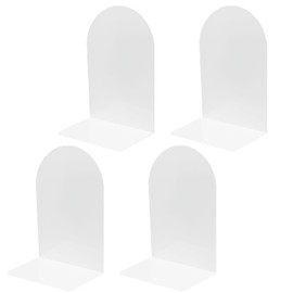 MerryNine Bookends,Metal Bookends No Flip Bookstand,Bookends for Desk or Bookshelf L-Shape (4, White)