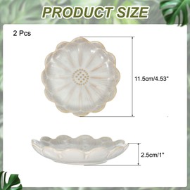 sourcing map 2Pcs Ceramics Jewelry Plate, Sunflower Shape Key Holder Bowl for Entryway Table Decor Small Ring Tray Dish Gift for Women Girlfriend, White