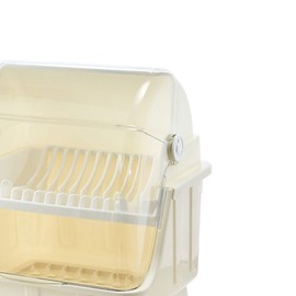 Dish Drying Rack, Dish Rack With Cover, Cutlery Dish Drainer Rack with Lid Cover,Over The Sink Dish Drying Rack, Multifunctional Kitchen Tableware Storage Box(white)
