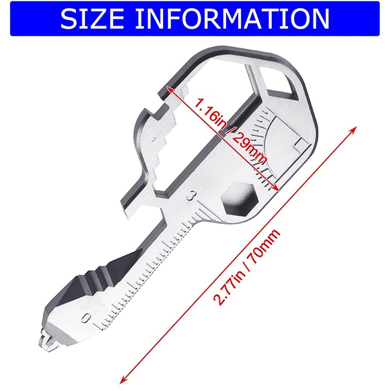 24- in-1 Key Shaped Pocket Tool, multitool key with key