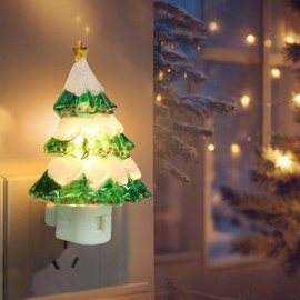 Wonder Solar Christmas Tree Night Light, Holiday Night Lights Plug Into Wall, 4.5" Christmas Bethroom LED NightLights for Kids, Toddler, Baby, Childrens