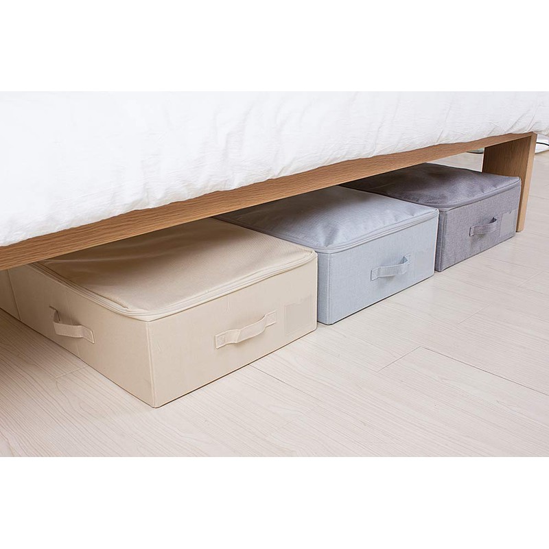 39.4" Folding Under Bed Storage Organizer Baskets for Closet, Bedding,Beige