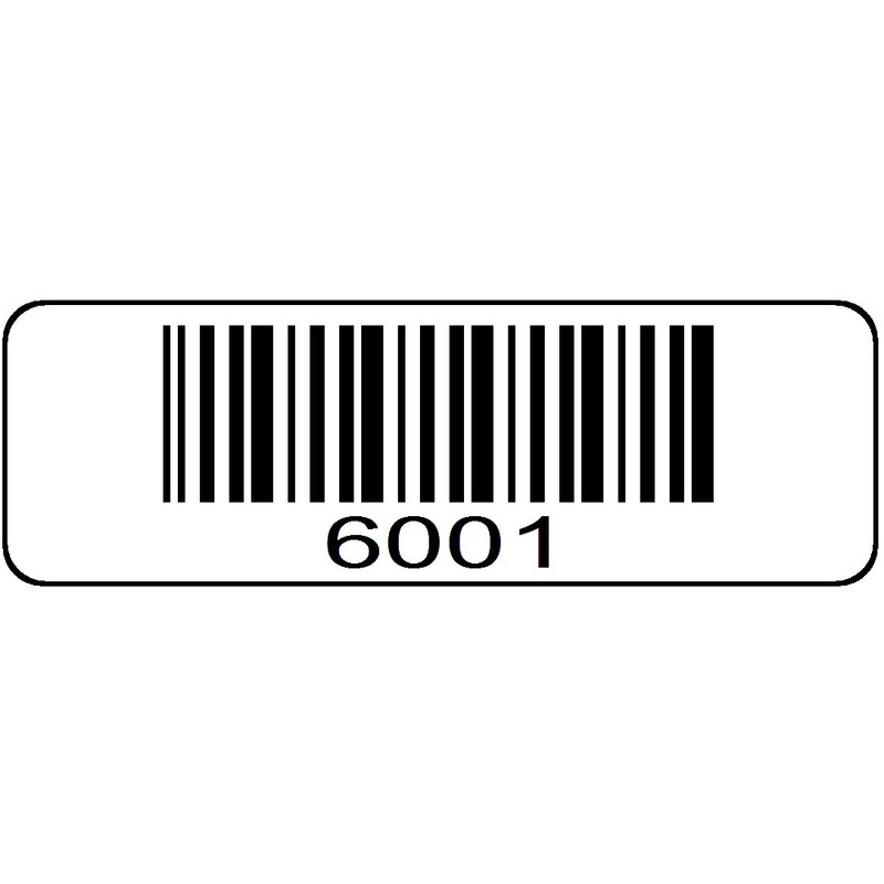 1000 Numbered Labels, Pre Printed Serial Barcodes 1-1/2" x 1/2"