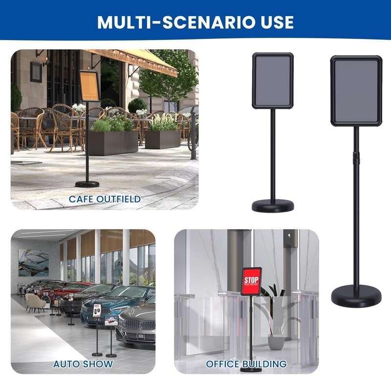 Noliven 6 Pack Standing Sign Holder 8.5x11 Inch, Adjustable Floor