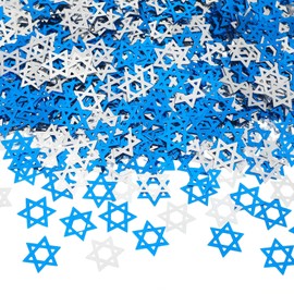 Sonwyoung 50g Star of David Star Confetti Party Accessory Blue Silver Glitter Stars Confetti Table Star Confetti Metallic Foil Stars for Party Wedding Hanukkah Christmas Jewish Festival Decorations