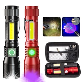 AdamStar Black Light Flashlight, 3 in-1 Rechargeable Flashlights, UV Light Magnetic LED Flashlight High Lumens, 7 Mode Camping Waterproof Flashlight for Pet Urine Detection