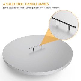 AJinTeby 22" Round Stainless Steel Fire Burner Pit Cover Fits 19" Round Drop-in Fire Pit Pan, Round Flat Fire Pit Pan