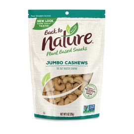 Back to Nature Nuts, Non-GMO Sea Salt Roasted Jumbo Cashews, 9 Ounce