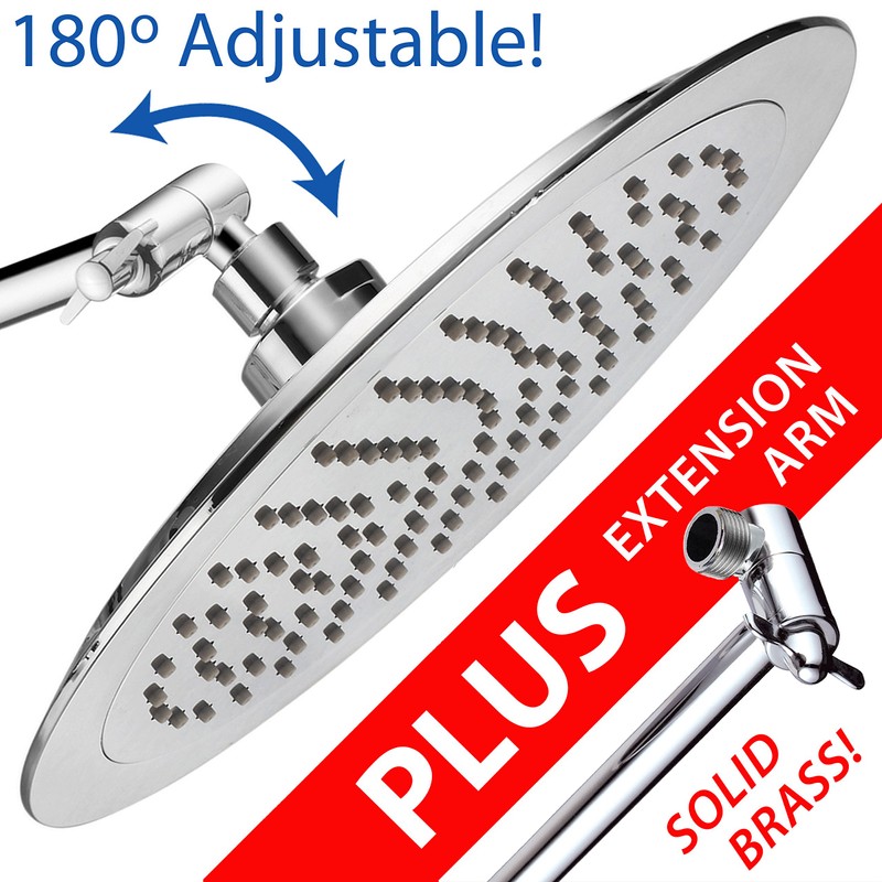 AquaSpa 9-inch Round Rain Shower Head (180 degrees Adjustable) PLUS