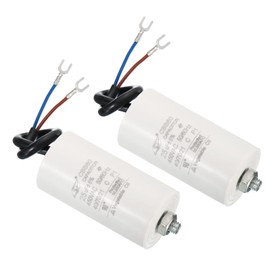 PATIKIL CBB60 25uF Running Capacitor AC 450V 2 Wires 50/60Hz Cylinder Bottom with Screw 75 x 40 mm for Washing Machine Water Pumps Engine Start Pack of 2