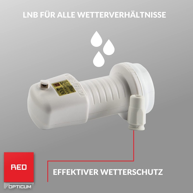 RED OPTICUM Easyfind LNB Single, Heat and Cold-Resistant Digital LNB