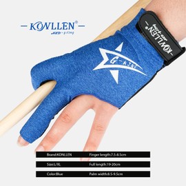 KONLLEN Billiards Gloves Left Hand/Right Hand L/XL Pool Gloves Lycra Material Professional Non-Slip Adjustable Breathable Billiards Match Gloves Snooker Nine-Ball 3 Cushion Carom Pool Accessories