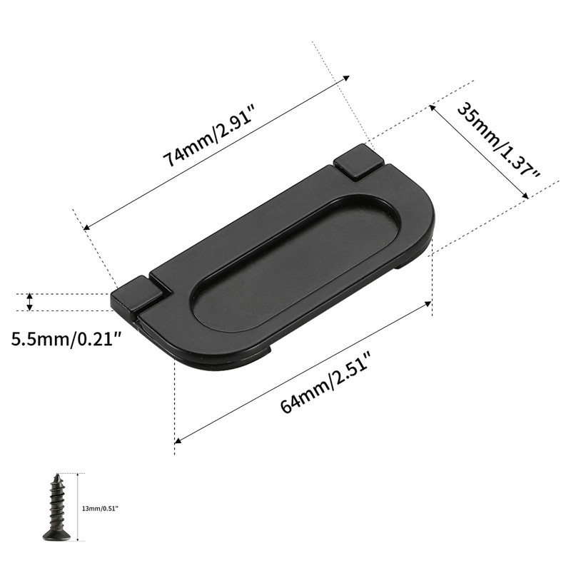Evionlin 【2 Pack 】 Flush Pull Handle BlackInvisible Flip Drawer