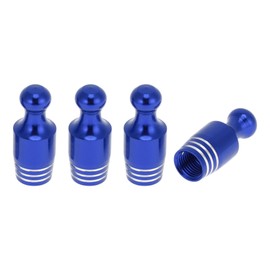 HEROFFIX 4 Pcs Bowling Shape Tire Valve Stem Caps Decorative Tyre Valve Dust Covers 7x28mm Blue Aluminum Alloy