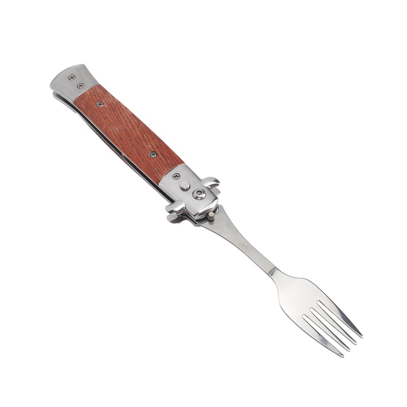 Spring Fork Rosewood Handle Stainless Steel Foldable Spring Fork for