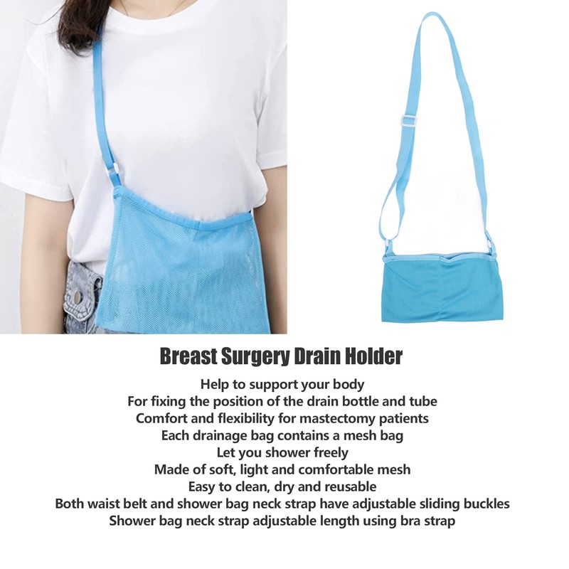 Mastectomy Drainage Bag, Mastectomy Drainage Holder, Soft, Adjustable, Reusable Breast