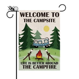 Welcome To The Campsite Garden Flag Vertical Double Sided Farmhouse Outdoor Yard Decoration 12.5 x 18 Inch