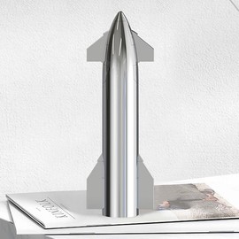 SpaceX Starship Rocket Display Model with Metallic Texturel Ratio 1:360,ABS electroplated Stainless Steel Color