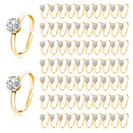Fake Engagement Ring, 72 Pcs Fake Wedding Ring,Bridal Shower Decorations,Adjustable Rings for Women,Plastic Wedding Rings Fake Diamond Rings Fake Gold Rings Napkin Rings Valentines Bachelorette Favors