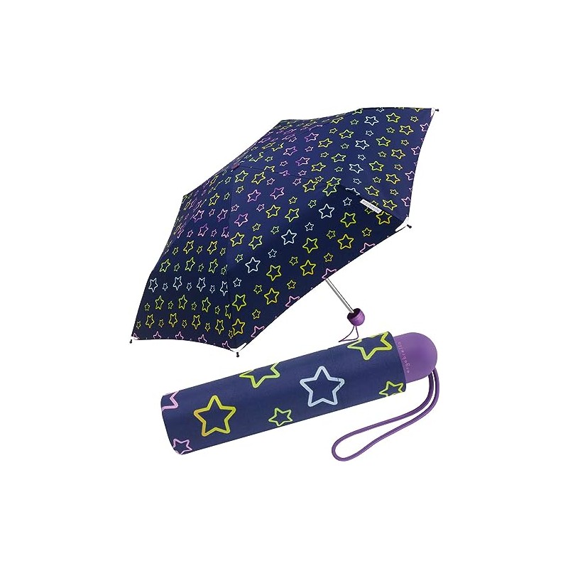 Ergobrella Children's Pocket Umbrella with Reflective Elements, glowing stars, Playful
