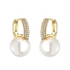 Gold Pearl Hoop Drop Earrings for Women 14k Gold Plated