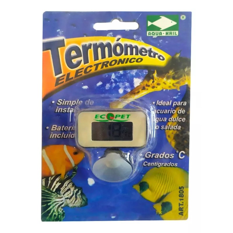 Aquakril Termometro Electronico Pecera Peces Acuario Ventosa