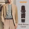 WHIPPY Men's Leather Belt Classic Denim Belt for Men 38