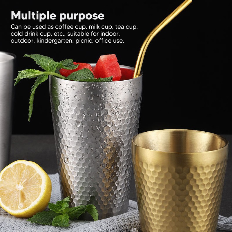 2pcs 304 Stainless Steel Cup 350ml Durable Multipurpose Water Coffee