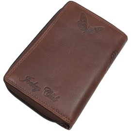 Cow Leather Wallet for Women with Butterfly-Motif or Without Reason with RFID and NFC Blocking, brown, One Size, Modern